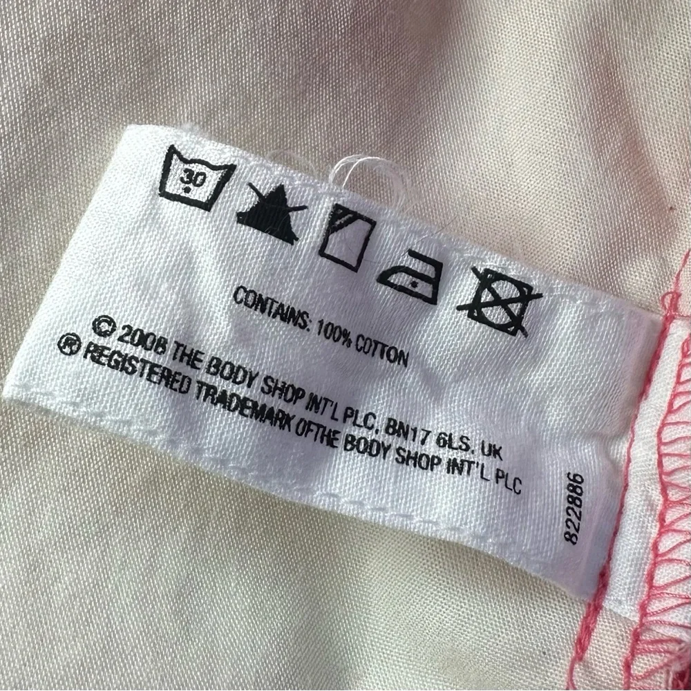 2008 The Body Shop cotton pink & white face tote bag 3x13.5x15